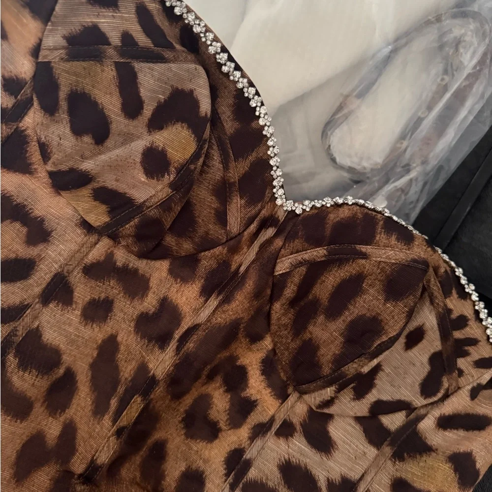 Zimmermann Strapless Leopard Print Dress - Picture 4 of 10